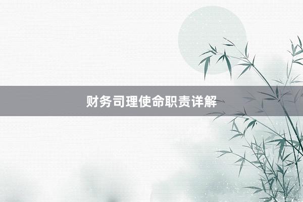 财务司理使命职责详解